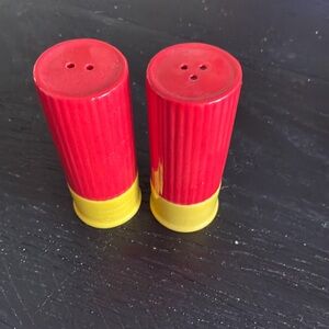 Red and Yellow Shotgun Shell Salt and Pepper Shakers